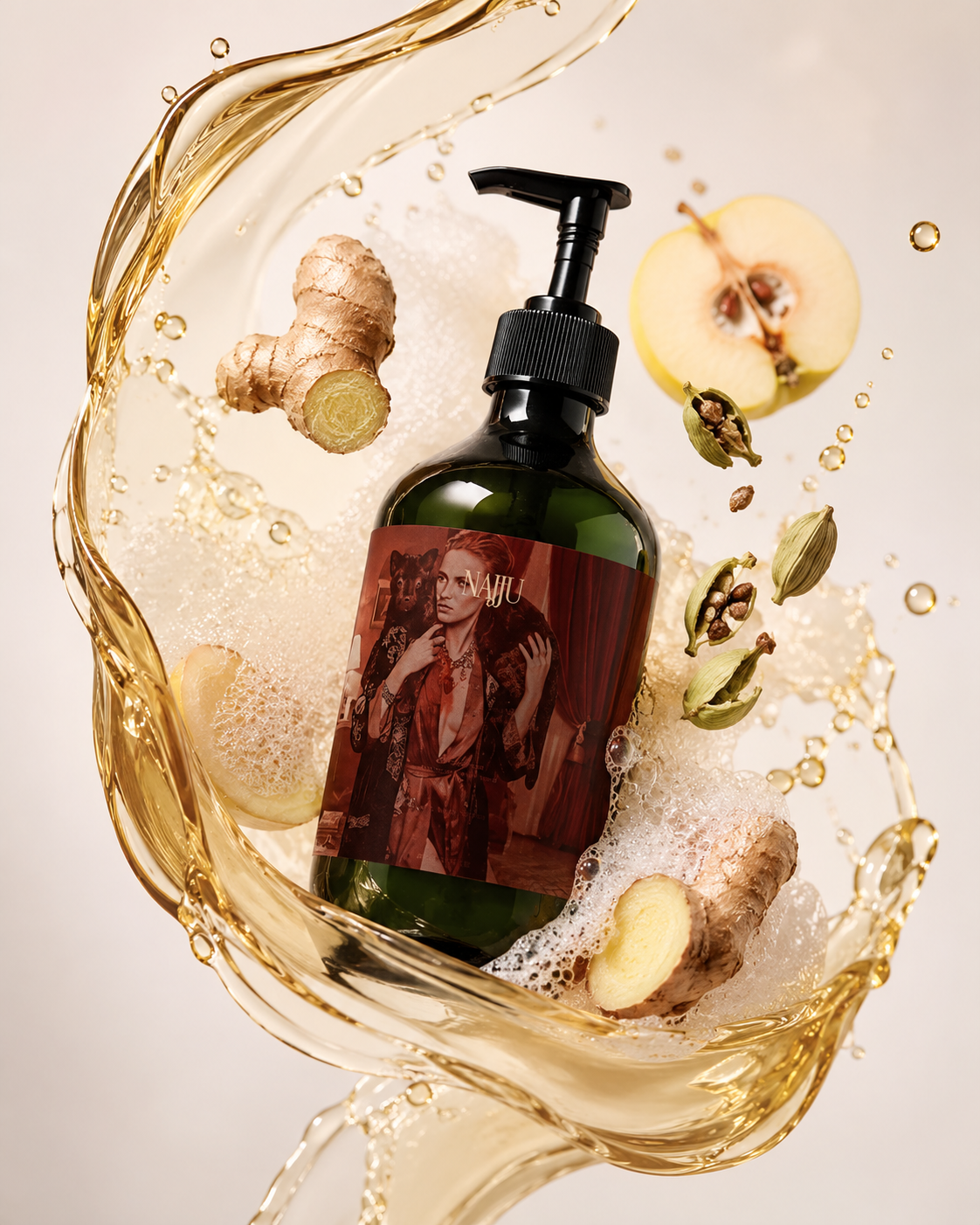 NAJJU Hand & Body Wash, Ginger & Smoky Cardamom