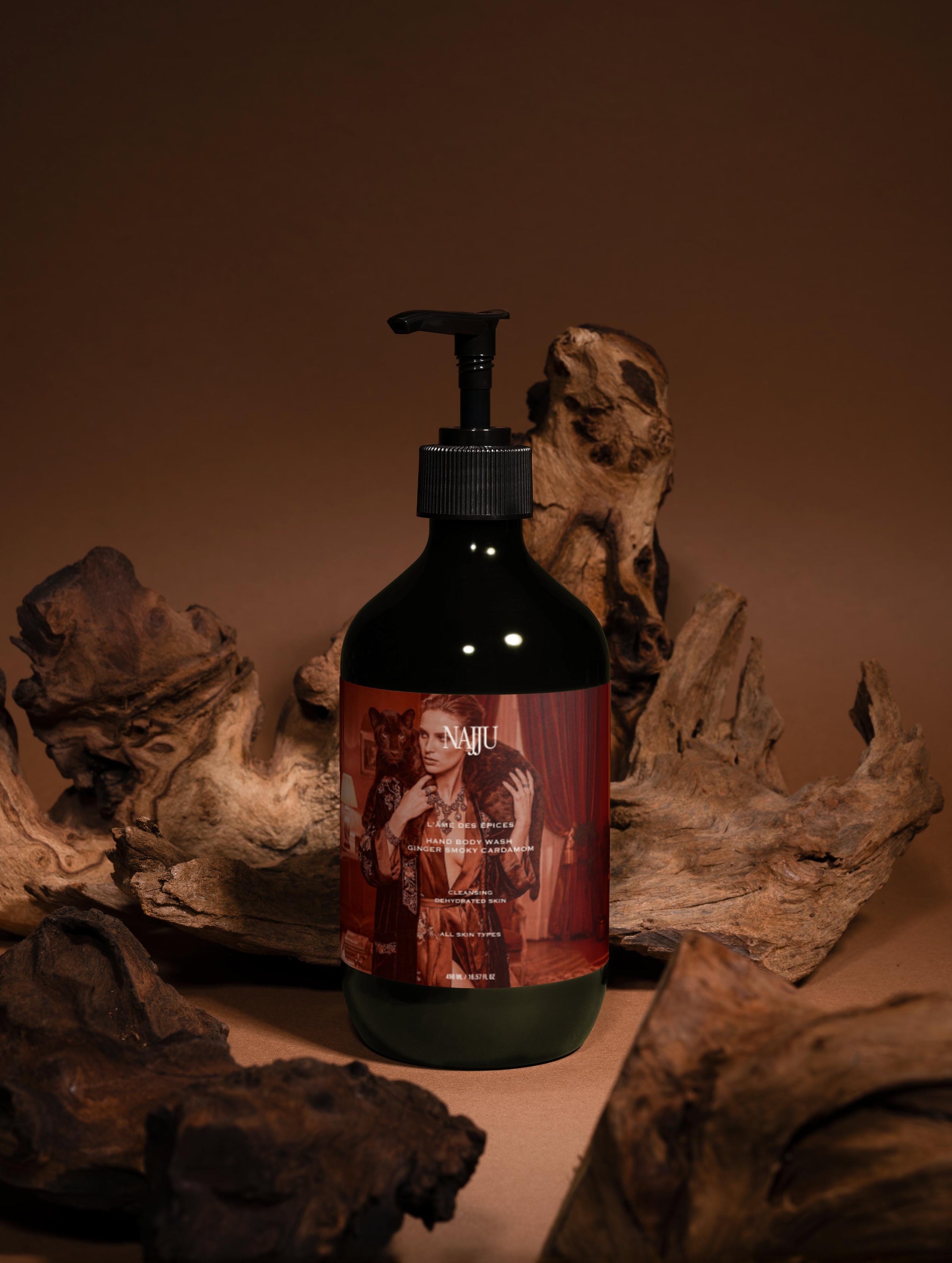 NAJJU Hand & Body Wash, Ginger & Smoky Cardamom product presentation